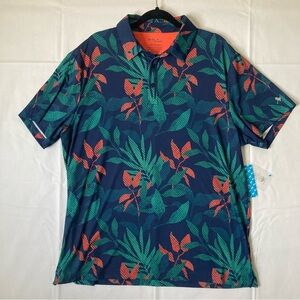 Birdie Bound Novelty Print Golf Polo Shirt, Men's Size XL Floral